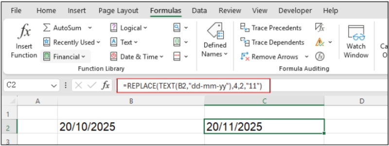 Ví dụ kết hợp hàm REPLACE với hàm TEXT