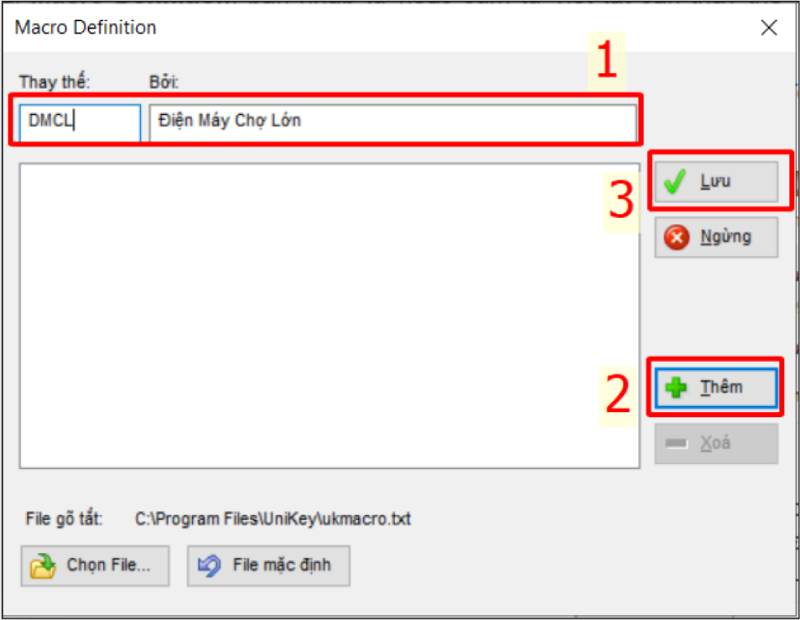 Thêm và lưu từ gõ tắt trong UniKey