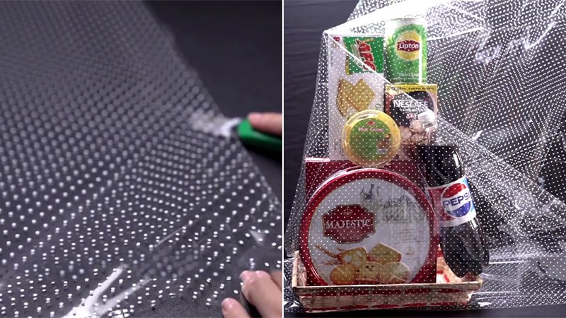 Chuẩn bị giấy kiếng làm giỏ quà