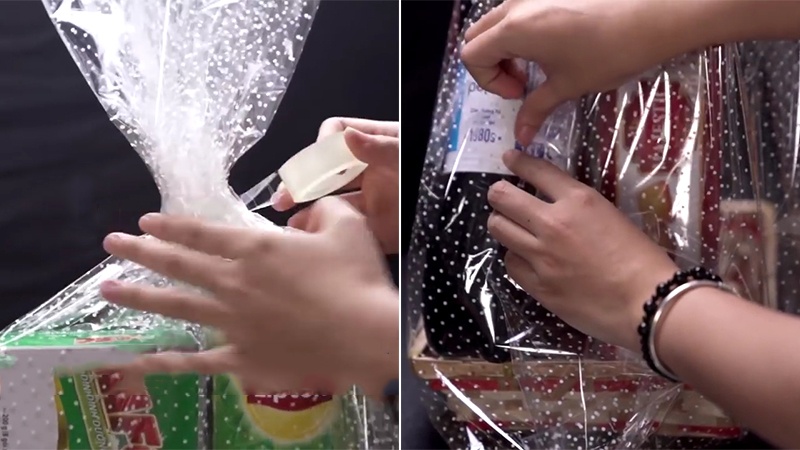 Dùng băng keo cố định phần đầu giấy kiếng