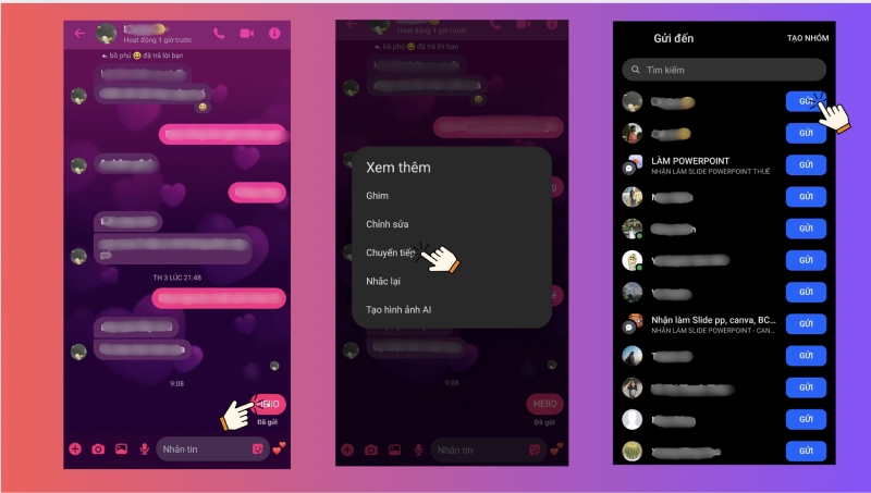 Gửi tin nhắn hàng loạt trên Messenger bằng thao tác chọn và chuyển tiếp tin nhắn