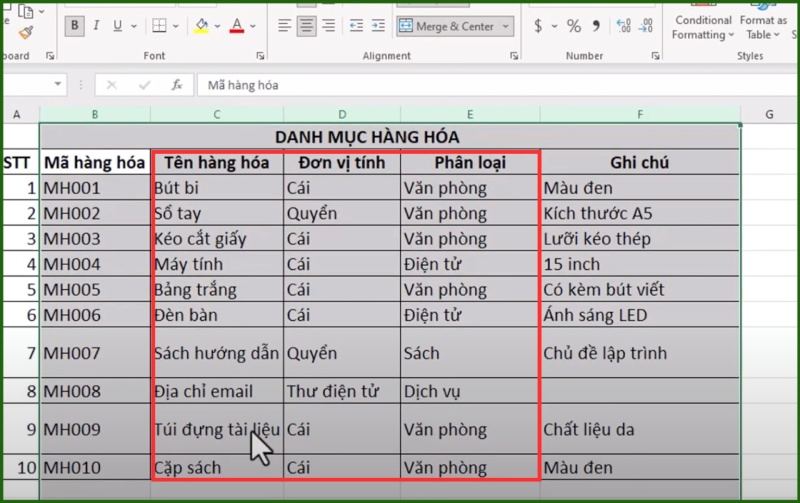 Nhấp chuột phải phần tiêu đề cột sau đó chọn Unhide