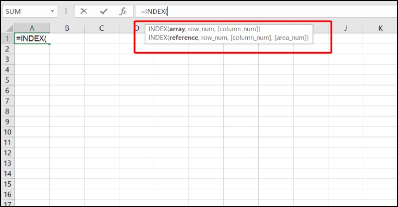 Công thức hàm INDEX