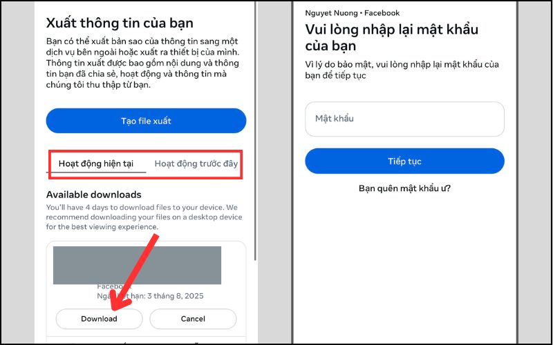 đăng nhập mật khẩu trước khi khôi phục tin nhắn