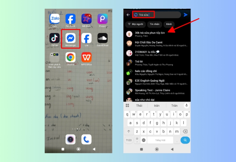 Mở ứng dụng Messenger và tìm nhóm cần xóa thành viên