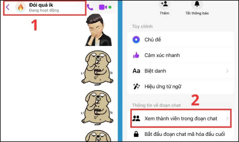 Vào nhóm Messenger và chọn mục xem thành viên
