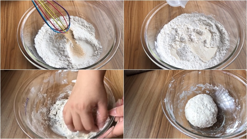 Trộn bột và nhào bột cho mịn