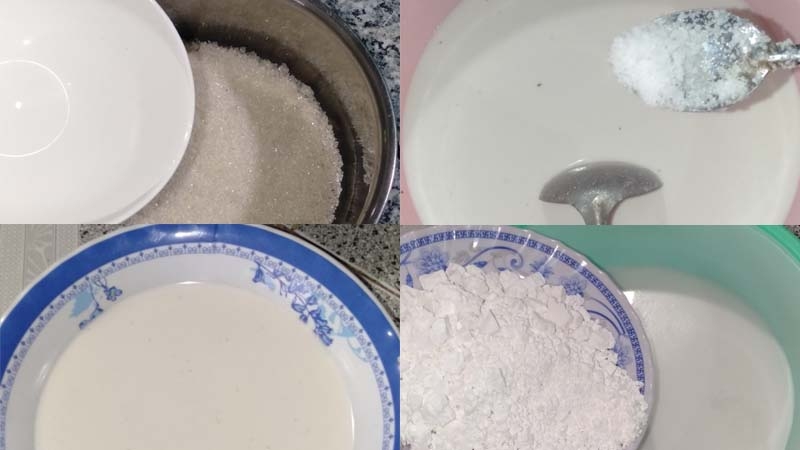 Trộn bột làm bánh bèo