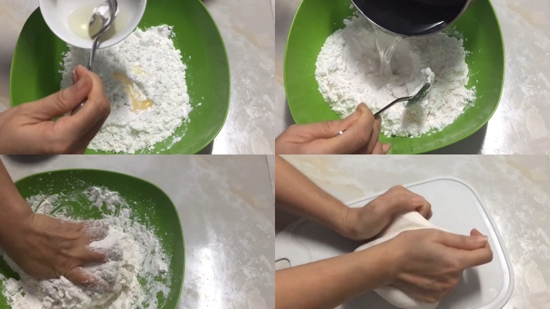 Pha bột làm vỏ bánh