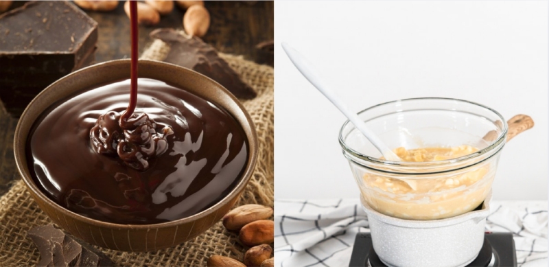 Chocolate đen và chocolate trắng được làm chảy