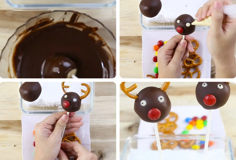 Phủ chocolate đen và trang trí bánh quy, kẹo M&M