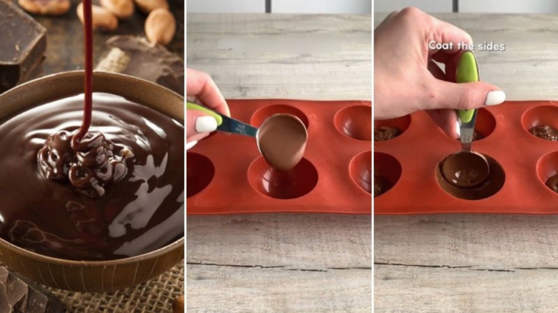 Đun chảy socola và cho socola vào khuôn