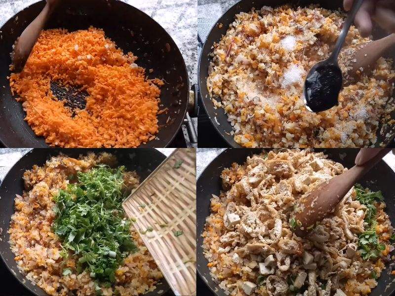Tiến hành công đoạn xào nhân