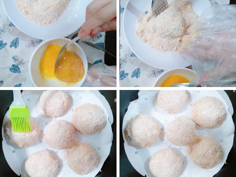 Công đoạn tạo hình bánh phô mai gà