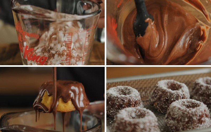 Phủ lớp socola lên bánh sau khi nướng