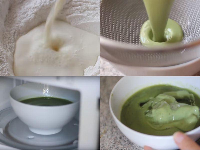 Tiến hành làm hỗn hợp phẩn bột vỏ bánh