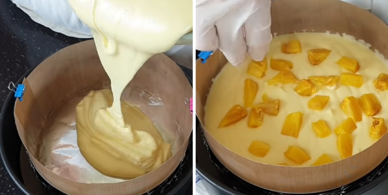 Đổ hỗn hợp bột vào khuôn và nướng bánh