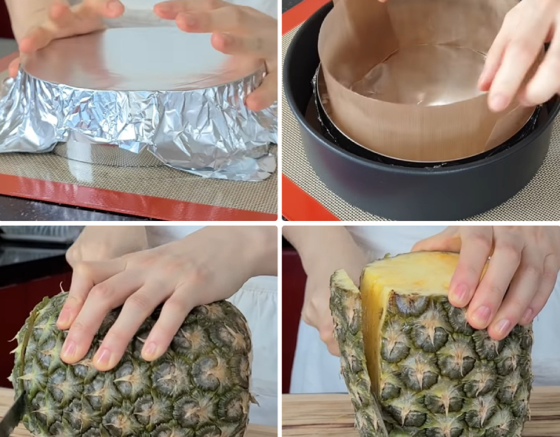 Công đoạn sơ chế dứa và chuẩn bị khuôn