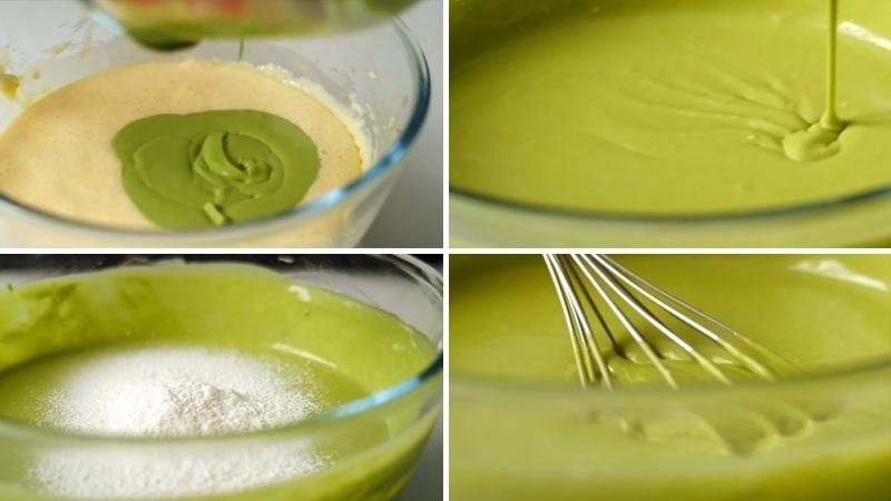 Trộn hỗn hợp kem trà xanh và kem phô mai