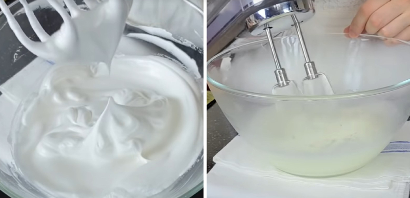 Đánh bông lòng trắng và trộn bột