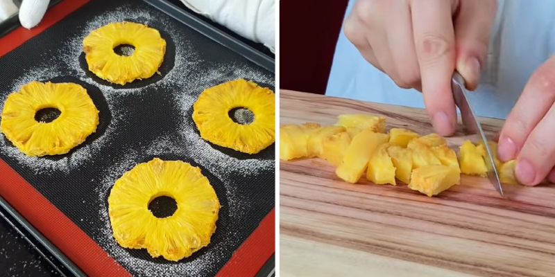 Cắt dứa thành khoanh tròn trang trí