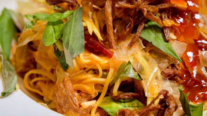 Thành phẩm bánh tráng trộn chay nấm