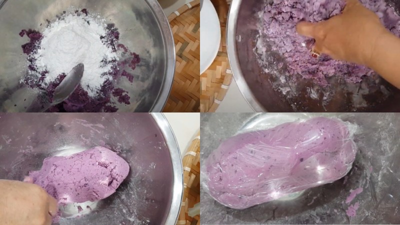 Công đoạn làm vỏ bột khoai lang