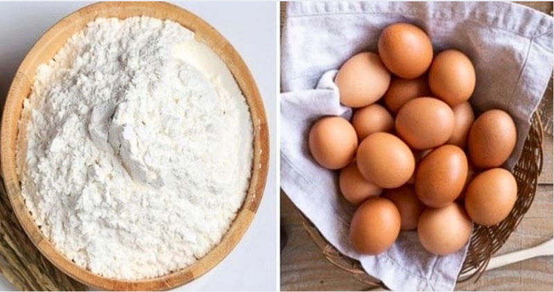 Nguyên liệu chính gồm bột mì và trứng gà tươi