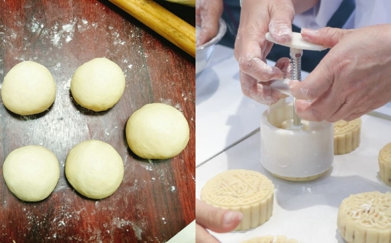 Nặn bột và ép khuôn tạo hình bánh Trung thu