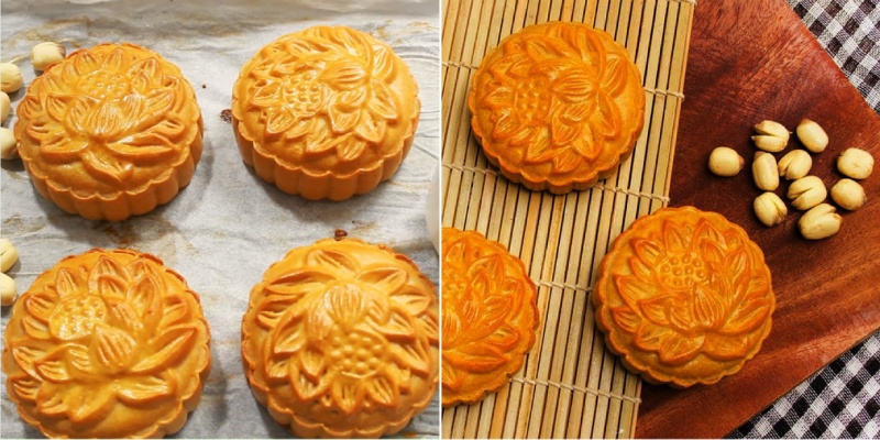 Bánh Trung thu hạt sen nướng chín vàng
