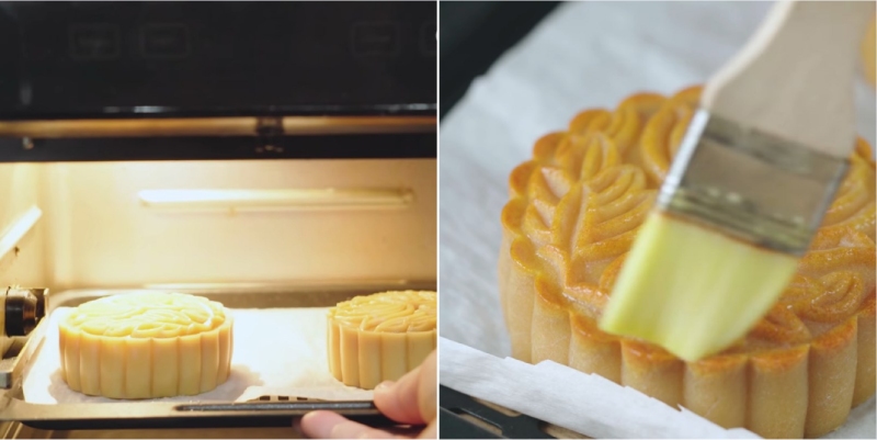 Nướng bánh bằng lò và quét mặt bánh