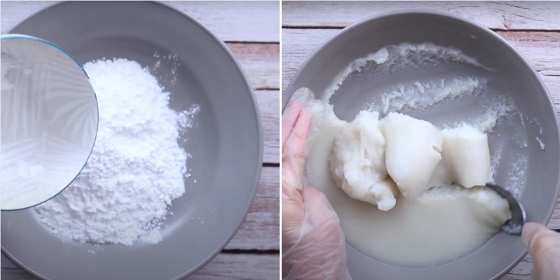 Trộn các loại bột và sữa làm vỏ bánh Trung thu