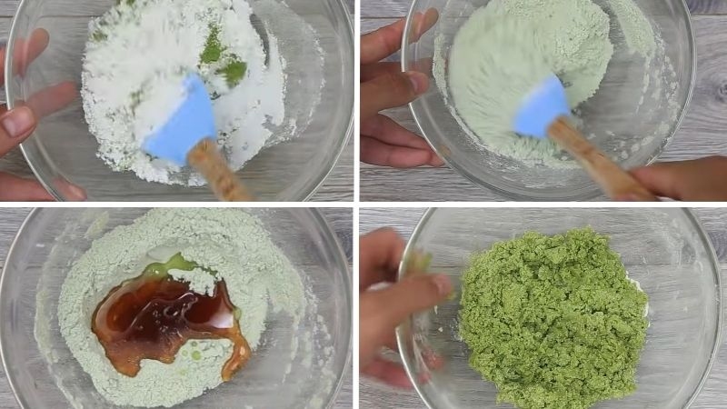 Bột matcha trộn với mật ong làm vỏ bánh Trung thu