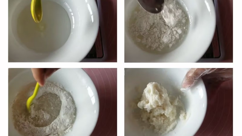Trộn bột làm vỏ bánh Trung thu dẻo mềm mịn