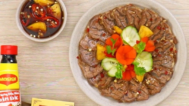 Thành phẩm món bắp bò ngâm tương xì dầu thơm ngon