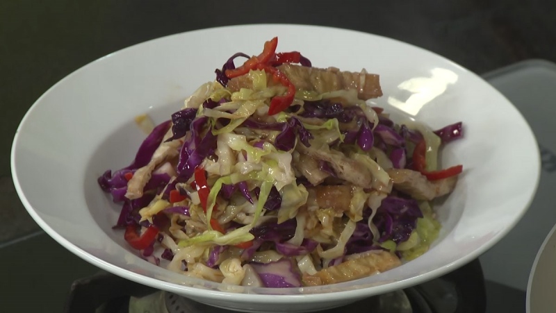 Thành quả món bắp cải tím xào chay