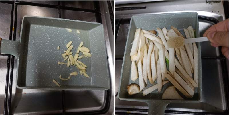 Công đoạn xào bì nấm