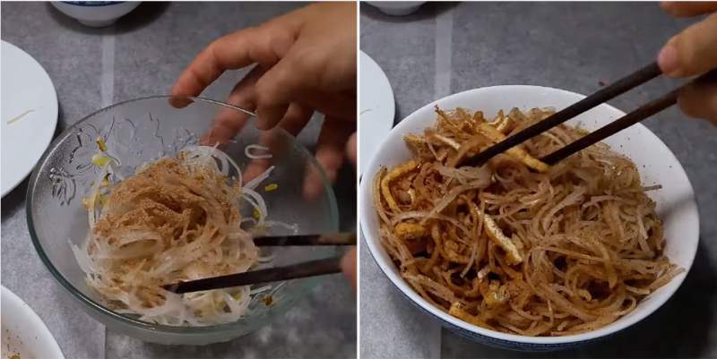 Công đoạn trộn bì chay