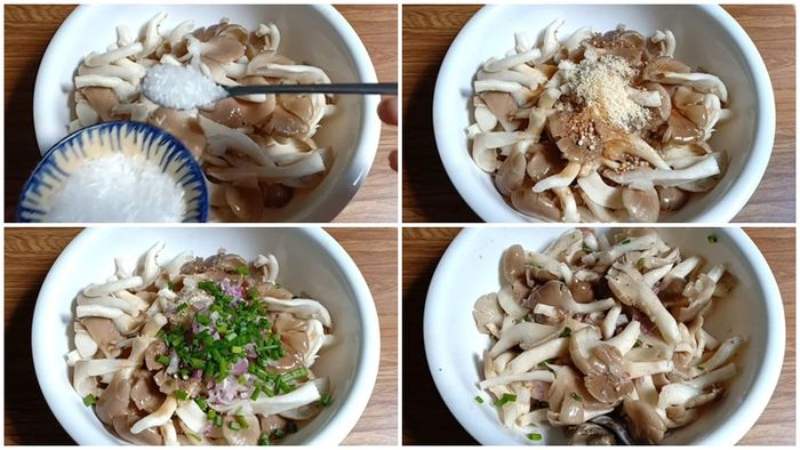 Thêm gia vị cho nấm thấm đều