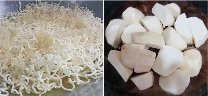 Sơ chế bún tàu và khoai