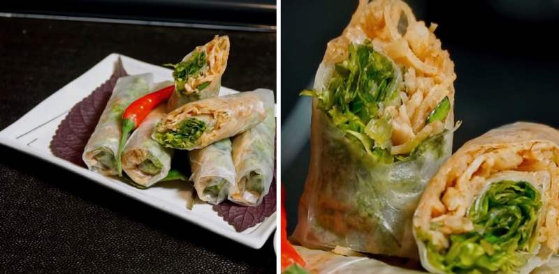 Thưởng thức bì cuốn từ củ cải muối