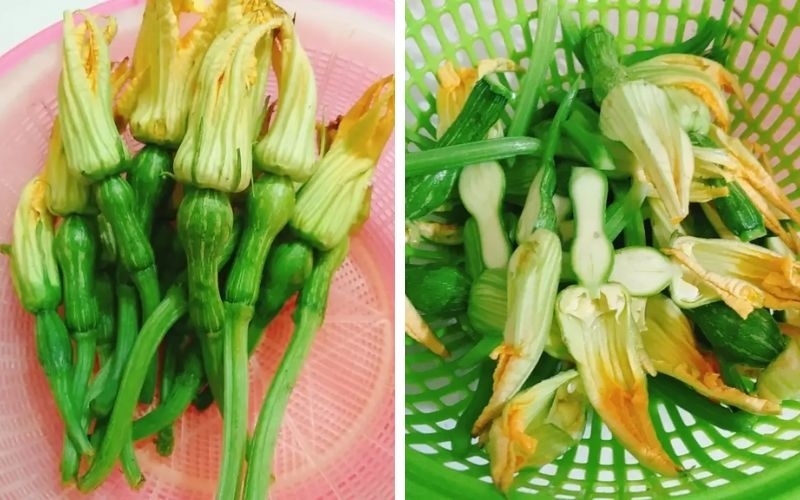 Bí nụ cắt bỏ cuống và lột vỏ, rửa sạch