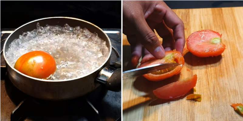 Sơ chế cà chua và cắt múi