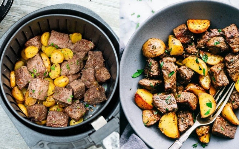 Tiến hành công đoạn nướng thịt bò