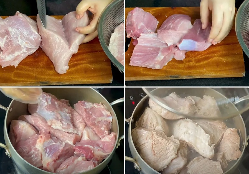 Cắt thịt và luộc thịt
