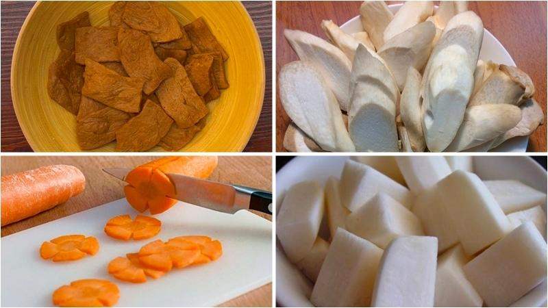 Sơ chế nguyên liệu làm bò kho chay truyền thống