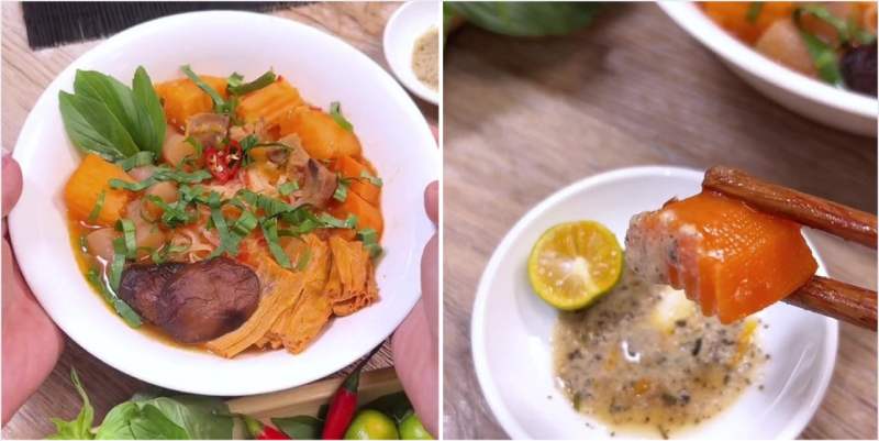 Thành phẩm món bò kho chay với nấm đông cô thanh đạm