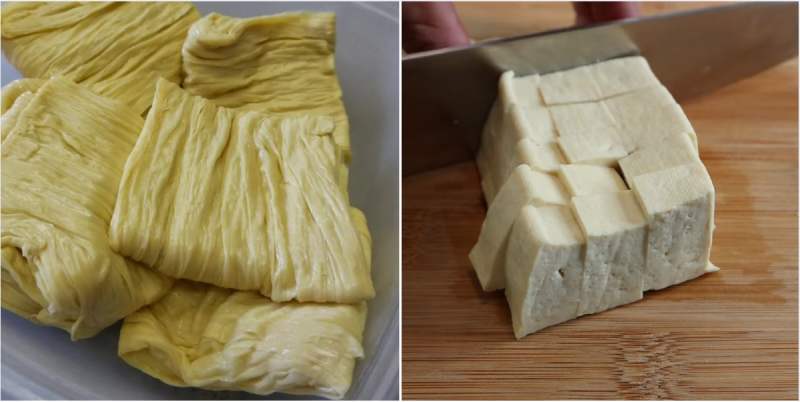 Công đoạn sơ chế tàu hủ ky và đậu hũ trắng