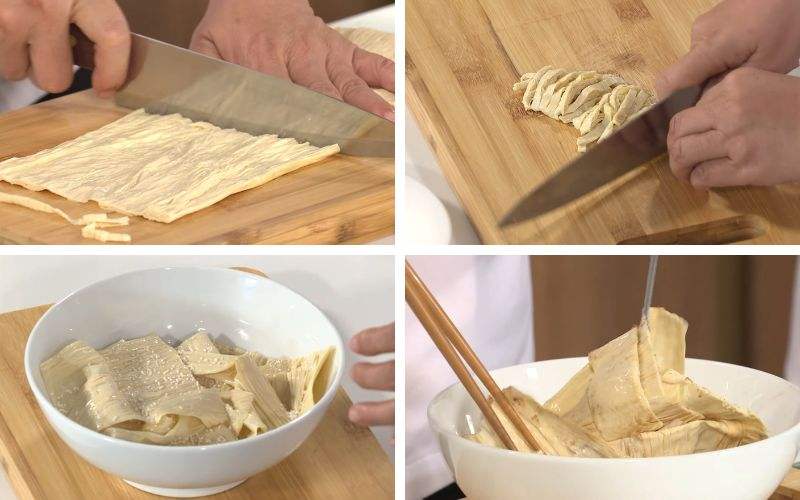Tiến hành sơ chế tàu hũ ky