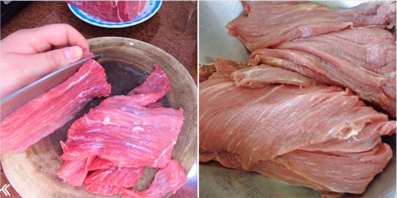 cắt bò thành lát dày